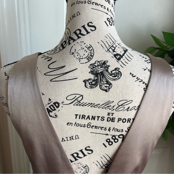 OC by OC Satin Sleeveless V-Neck Floor Length Gown Champagne Sz 12 - Picture 11 of 16